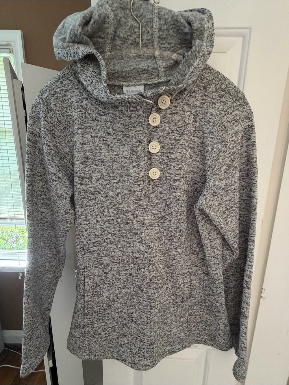 Columbia Darling Days Gray Hooded Button Pullover, M
